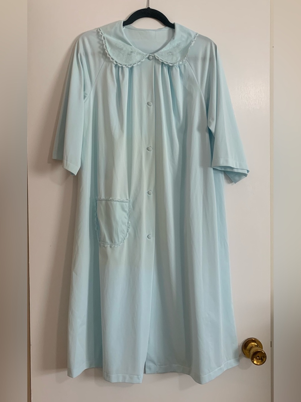 Vintage NWOT 1960s Shadowline Pastel Blue Nylon Robe Housecoat Large Cottagecore